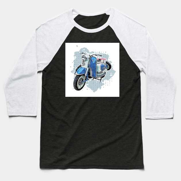 Motorcycle in blue Baseball T-Shirt by Montanescu